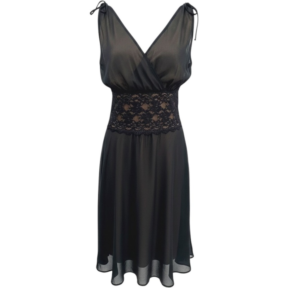 Vintage Babydoll 90s Mid Dress Size 12 Lace Overlay Whimsigoth Wedding Guest Y2K